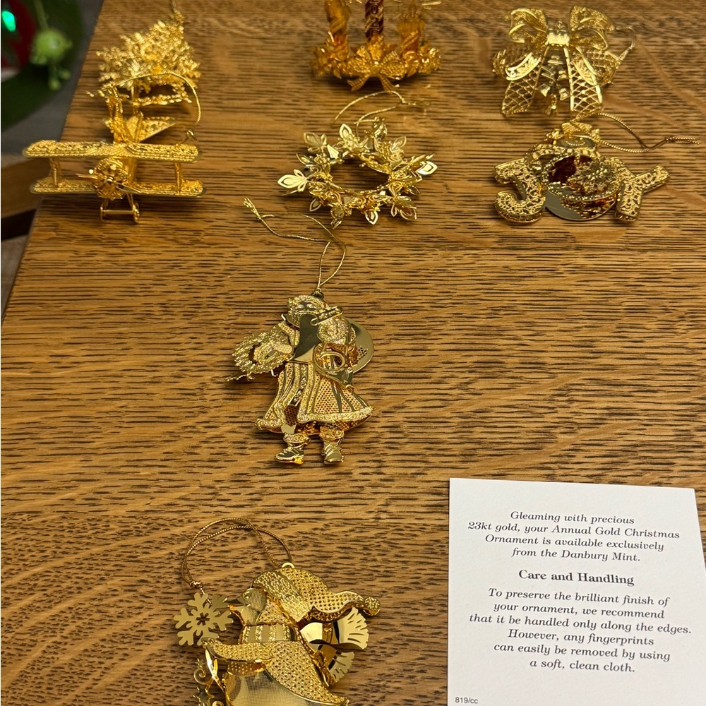 Danbury Mint Gold Christmas Ornaments